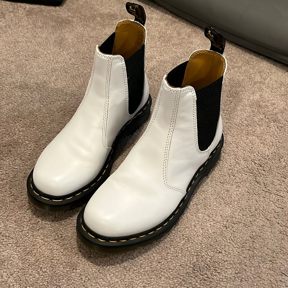 White dr. Marten Chelsea boots